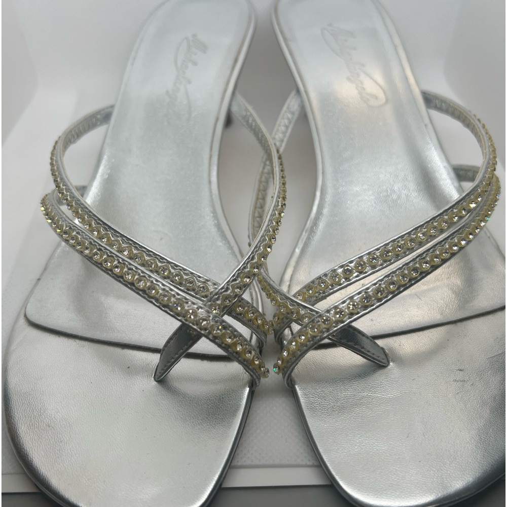 Silver Sandals embellished with clear crystals size 7.5